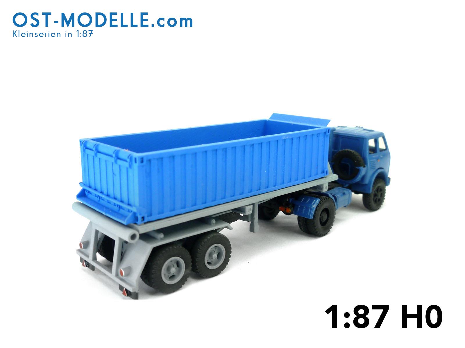 Set MAZ 500 Sattelzugmaschine Kippcontainer Sattelauflieger Basis ZREMB GNP20 grau blau SZM blau